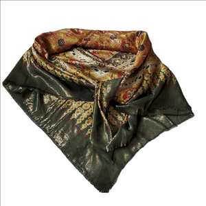 Beautiful Italian Made Floral Metallic Scarf Wrap 46 Inch Squared